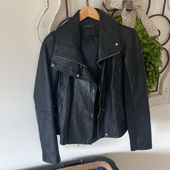 Dawn Levy hi-low leather jacket - Picture 2 of 3